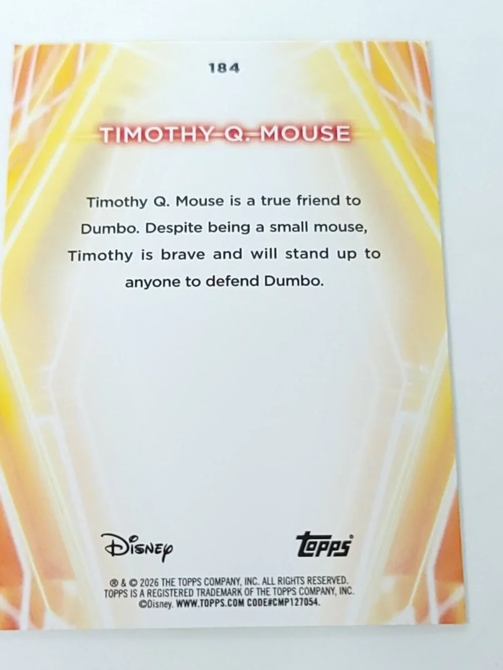Timothy Q Mouse Topps 2026 Disney Neon Holo Parallel Refractor Limited 040/199 - Picture 4 of 4